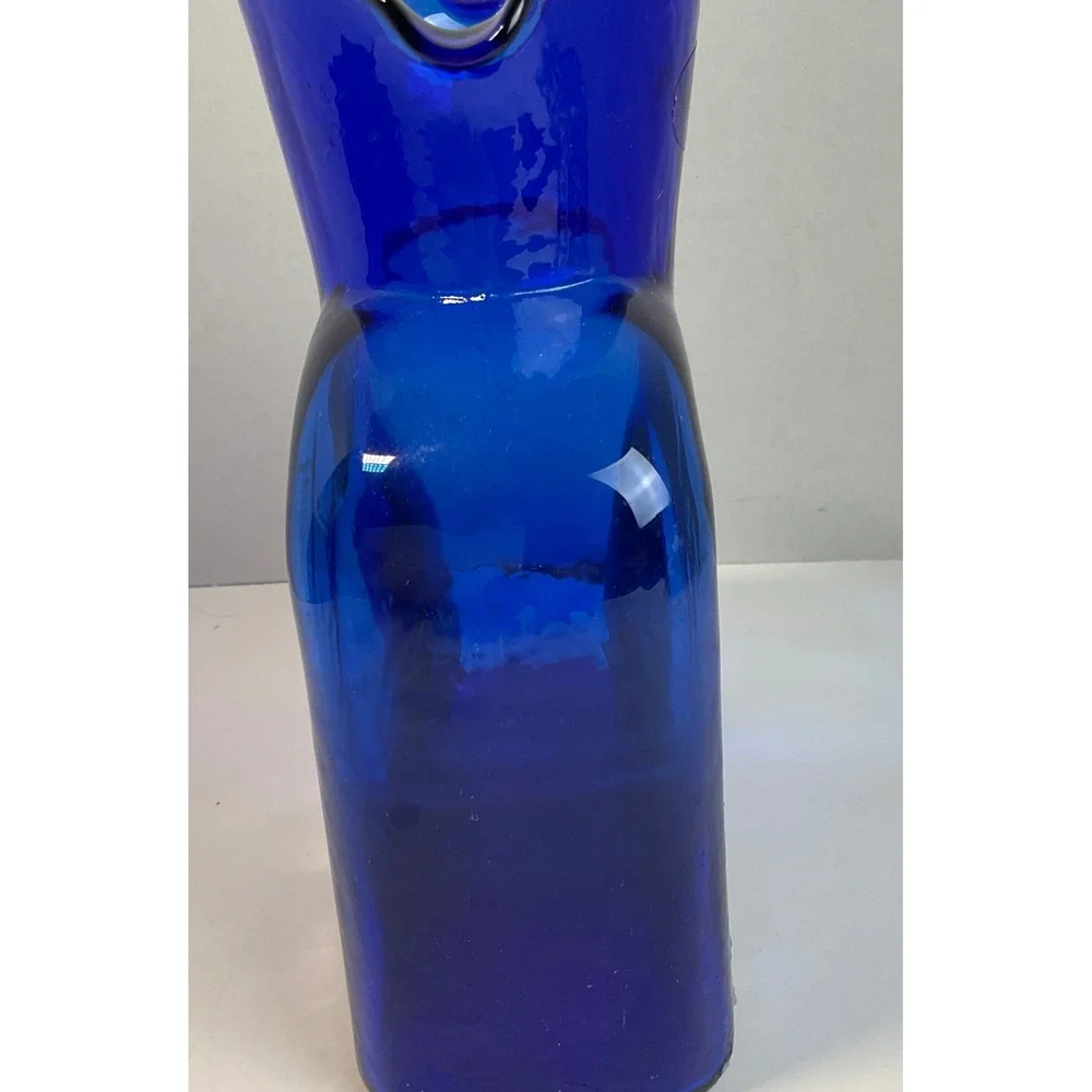 Blenko Cobalt Blue Glass Water Carafe Pitcher 384 Pinched Spout Made in USA